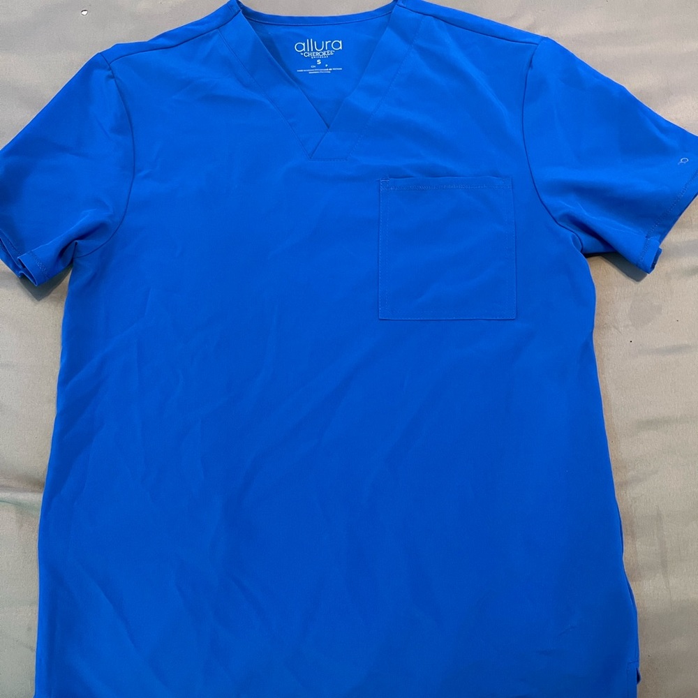 Scrub top womens royal blue Small